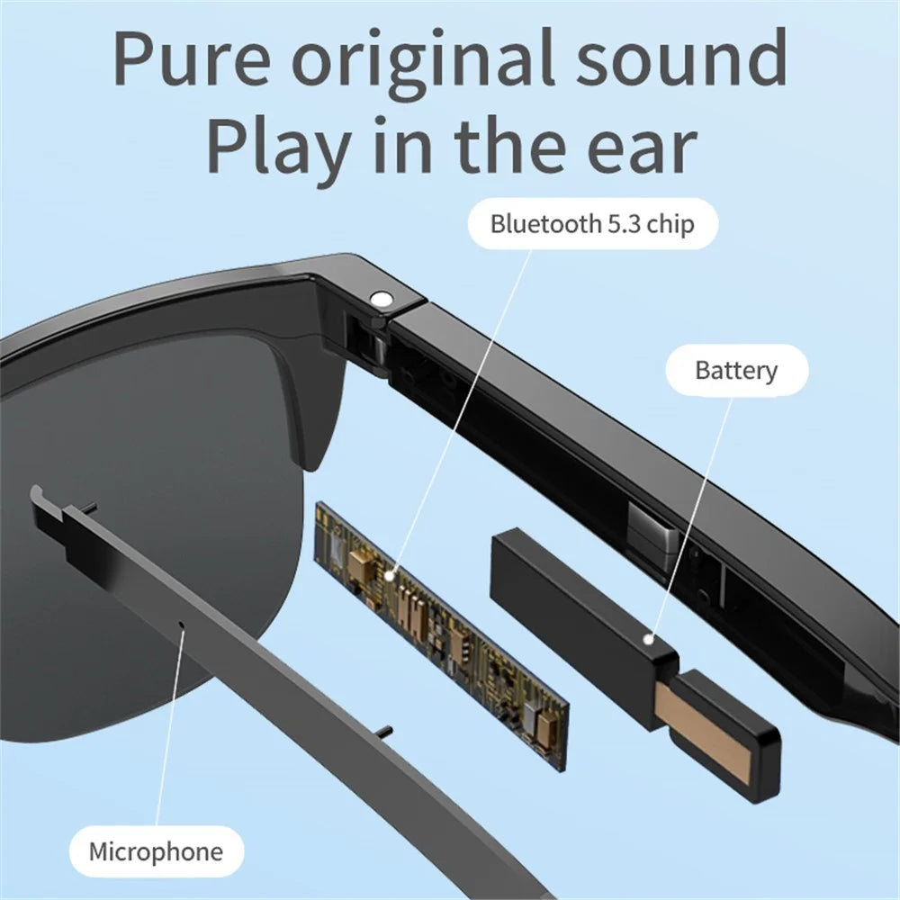 F06 144 Languages Smart AI Translation Bluetooth-Compatible Glasses Anti UV Sunglasses with Earphone - 5