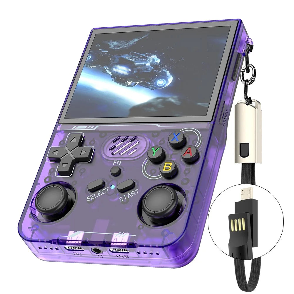 R36xx Handheld Game Console 3.5 Inch Screen Retro Arcade Gaming Controller, Standard Version / 64G TF Card - Transparent Purple - 1