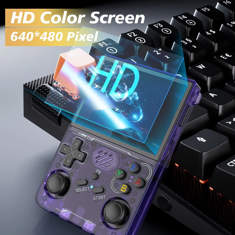 R36xx Handheld Game Console 3.5 Inch Screen Retro Arcade Gaming Controller, Standard Version / 64G TF Card - Transparent Purple - 4