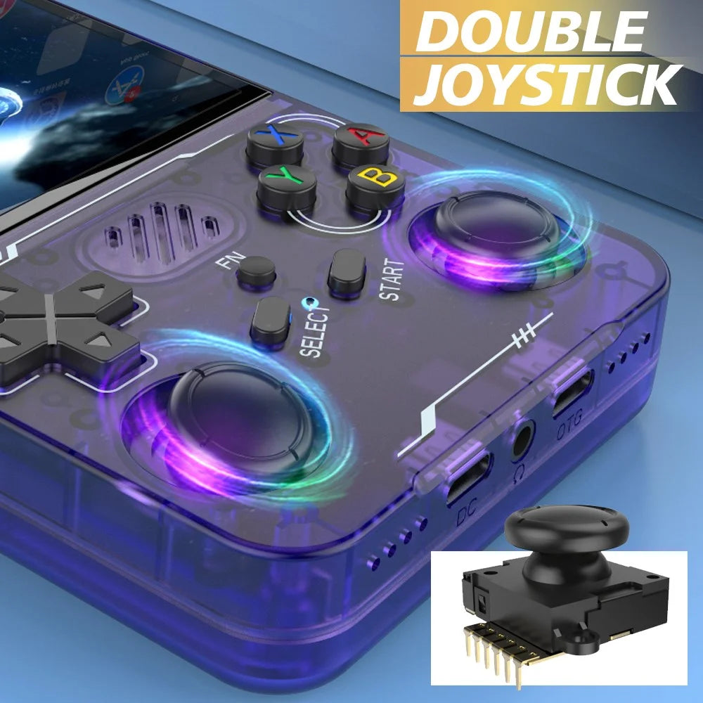 R36xx Handheld Game Console 3.5 Inch Screen Retro Arcade Gaming Controller, Standard Version / 64G TF Card - Transparent Purple - 7