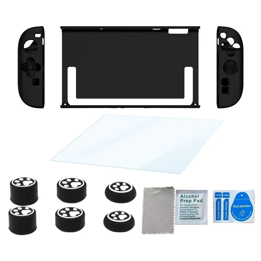 For Nintendo Switch 2 Game Console TPU + PC Protective Case with Screen Protector and Joystick Caps - 2