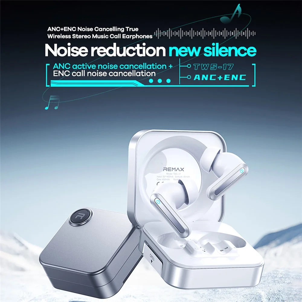 REMAX TWS-17 Wireless Earbuds ANC ENC Noise Cancelling True Wireless Stereo Earphones for Music / Calls - Black - 2