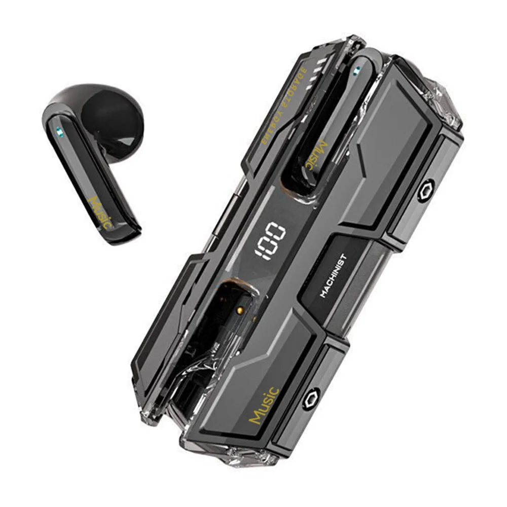 G20 Low Latency Gaming Bluetooth-compatible Earbuds TWS Wireless Earbuds with Battleship Design Charging Case - Black - 1