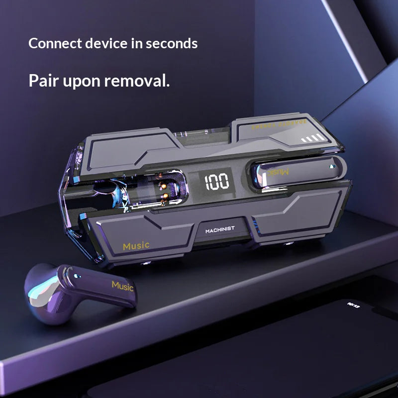 G20 Low Latency Gaming Bluetooth-compatible Earbuds TWS Wireless Earbuds with Battleship Design Charging Case - Black - 2