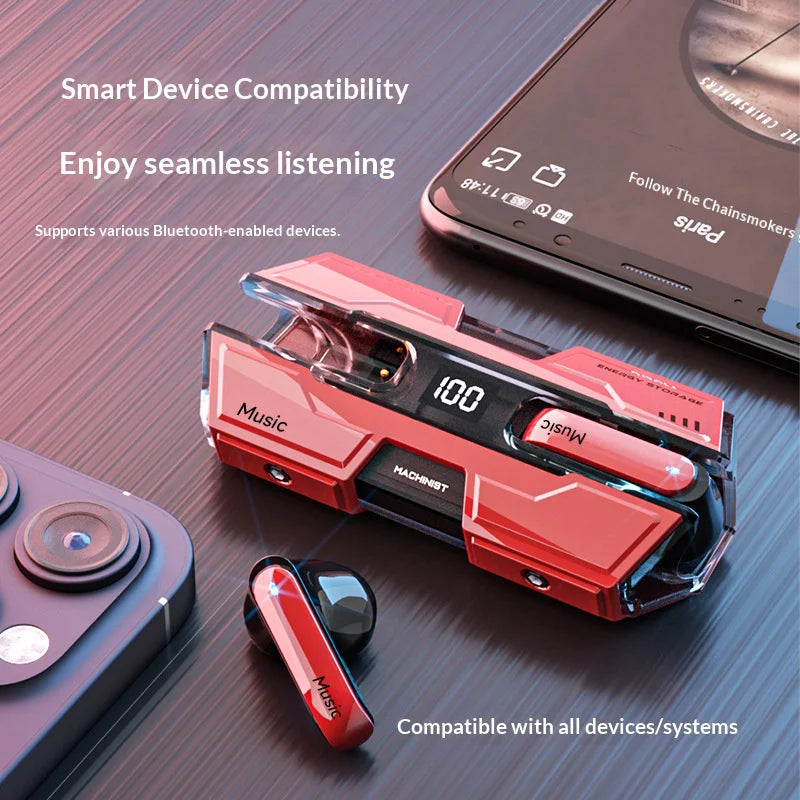 G20 Low Latency Gaming Bluetooth-compatible Earbuds TWS Wireless Earbuds with Battleship Design Charging Case - Black - 5