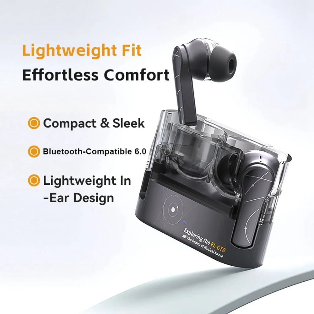 EL-GT8 Bluetooth-compatible In-Ear Music Earbuds for Outdoor Sports ENC Noise Reduction Low Latency Gaming Earbuds - Black - 2