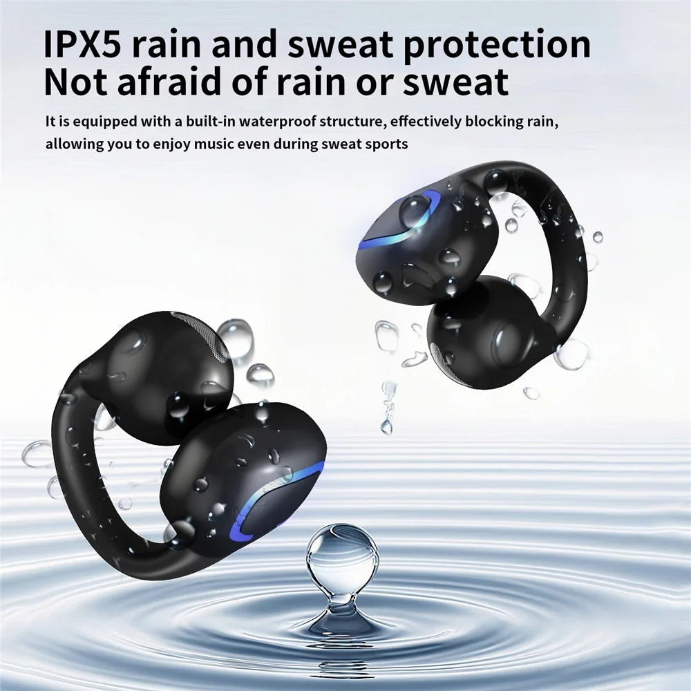 Single Ear Bluetooth-compatible 5.4 Ear Clip Earphone 8H Battery Life Lightweight Business Sports Headphone - Black - 6