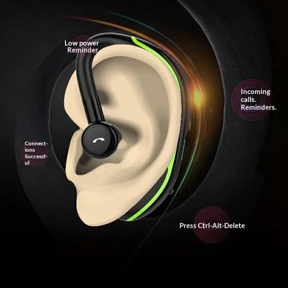 F600 Wireless Bluetooth-compatible Ear Hook Earphone 200H Standby 18H Call Time Hands-free Driving Business Sports Headphone - Green - 7