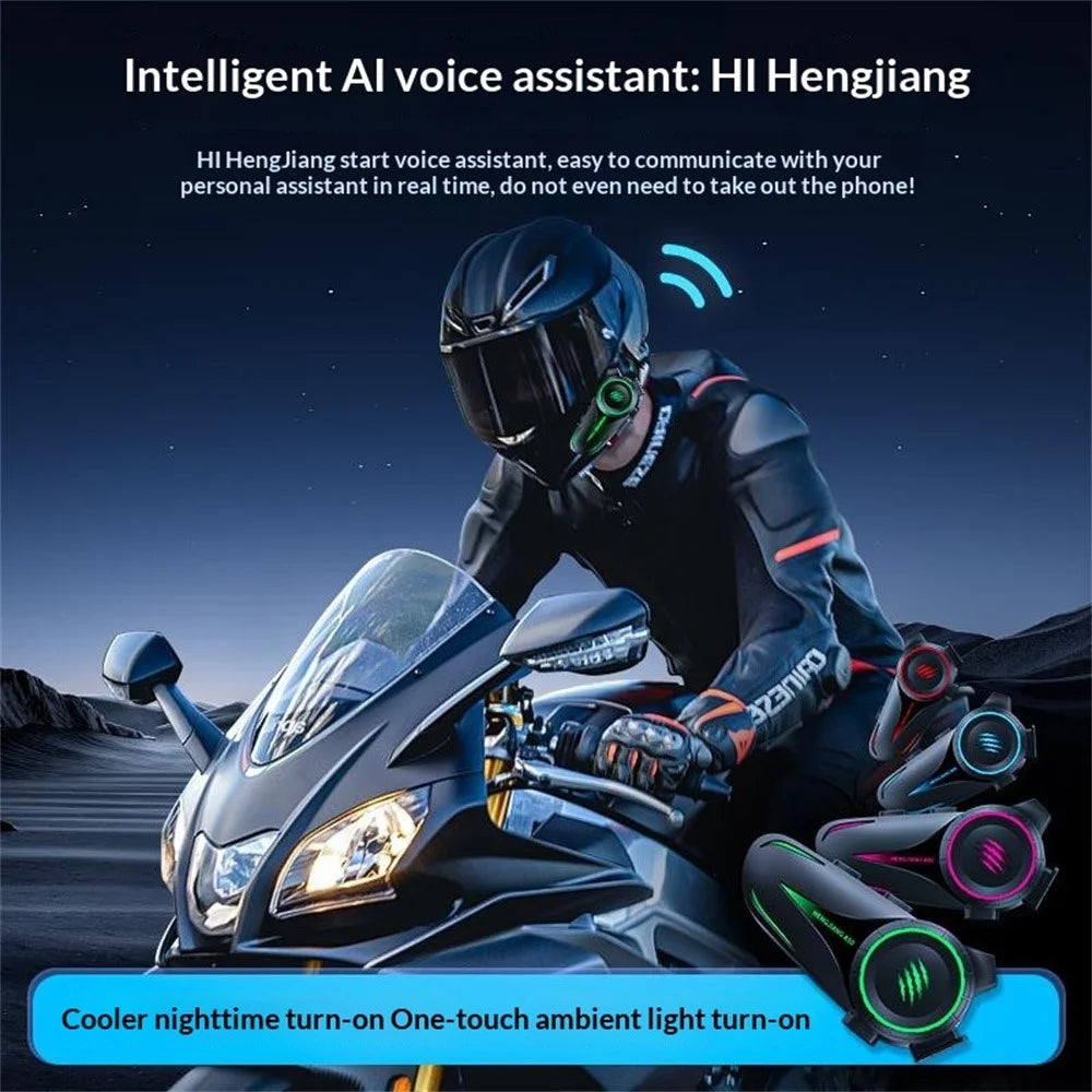 HENGJIANG A50 Smart Switchable Soft and Hard Microphone Bluetooth-compatible Helmet Headset Motorcycle Waterproof 1000mAh 30H Battery Earphone for Riding (No Memory Card) - Black - 2