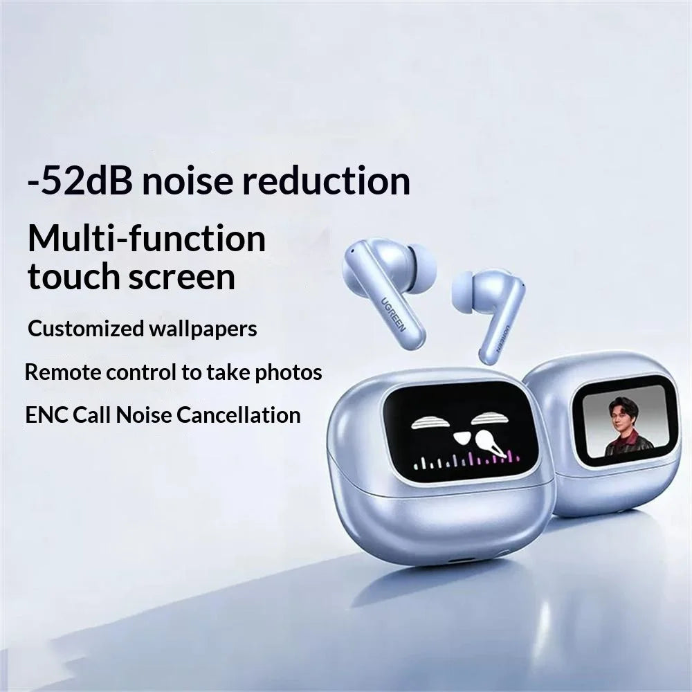UGREEN WS211 HiTune T6 Magic In-Ear Bluetooth-compatible Earbuds ANC ENC Noise Cancelling Smart Touch Screen Headset for Gaming Sports - Blue / Purple - 7