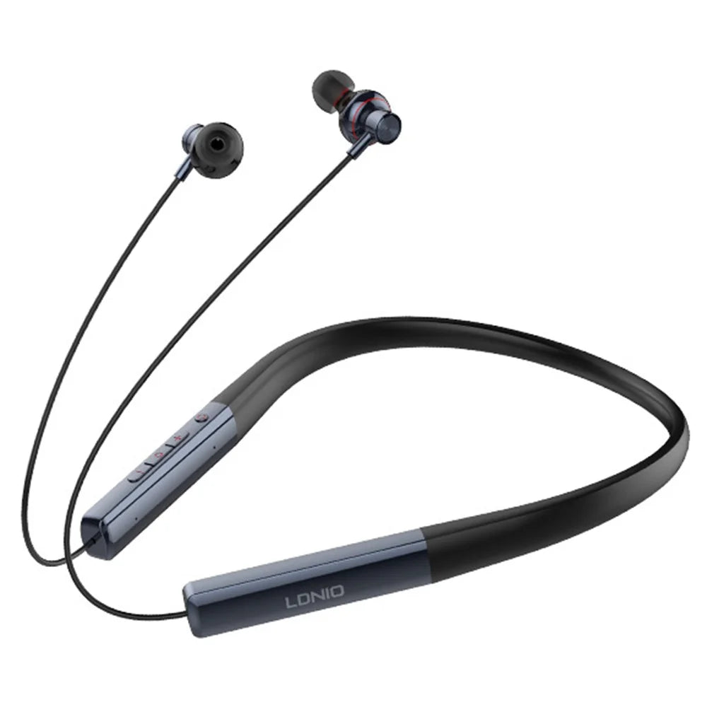LDNIO N01 Neckband Bluetooth-compatible In-Ear Earphones 13mm HiFi 50 Hours Battery Type-C Wireless Headset for Sports - Black / Blue - 1