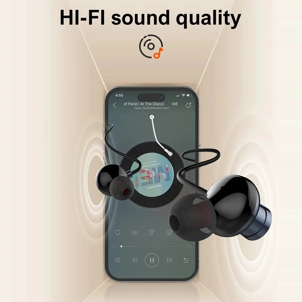 LDNIO N01 Neckband Bluetooth-compatible In-Ear Earphones 13mm HiFi 50 Hours Battery Type-C Wireless Headset for Sports - Black / Blue - 6