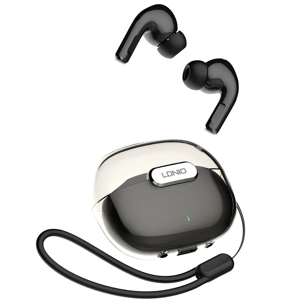 LDNIO T02 Bluetooth-compatible 5.3 In-Ear Earbuds Adaptive Noise Cancelling Hi-Fi 20-Hour Battery Translucent Design Headset for Sports - Black - 2