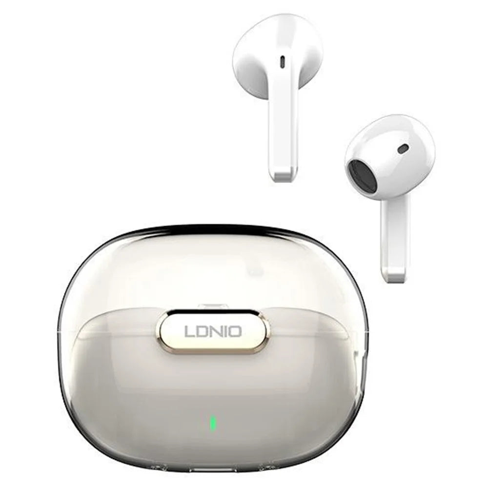LDNIO T03 TWS Bluetooth-compatible 5.3 Earbuds Semi-In-Ear Hi-Fi 13mm Driver 20-Hour Battery Translucent Design Headset - White - 1