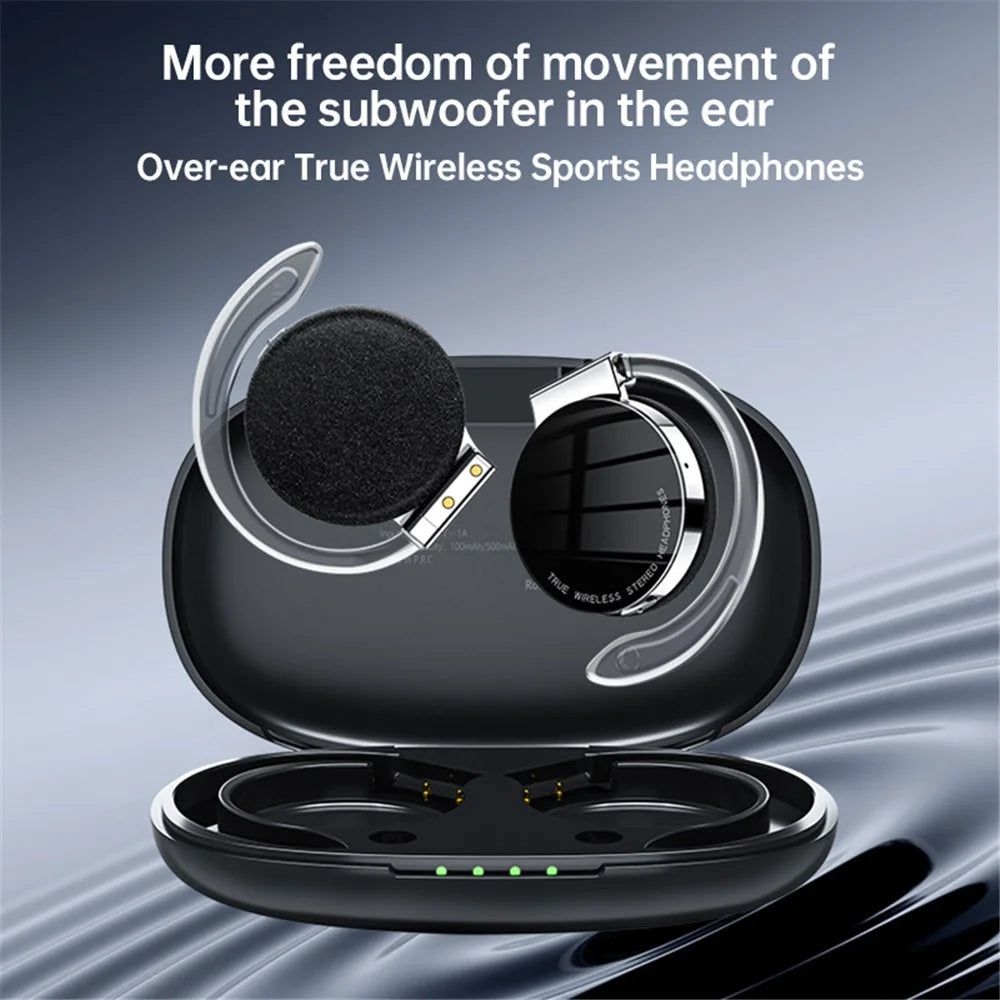 TWS-F2 Wireless Bluetooth-compatible 5.2 Wireless Earphone Stereo Sound Noise Reduction Low Delay Sports Running Headset with Charging Case - Black - 3