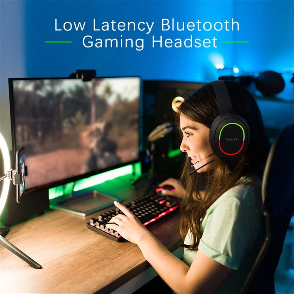 L800 Wireless Headset Music Gaming Headset Folding Bluetooth-compatible Headphone with LED Lights / Microphone - Black - 6