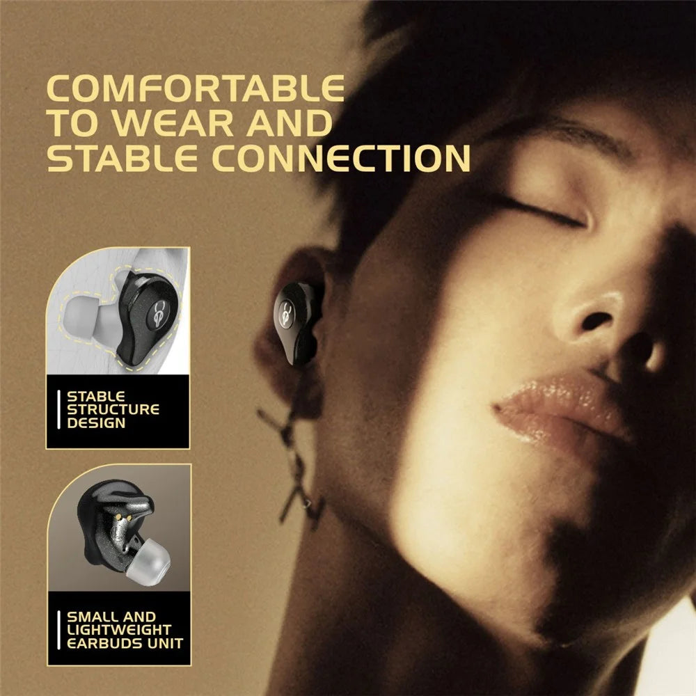 SABBAT E16 Wireless Bluetooth-compatible Headset In-Ear TWS Headset Portable Lightweight Earphones with Charging Case - Black - 6