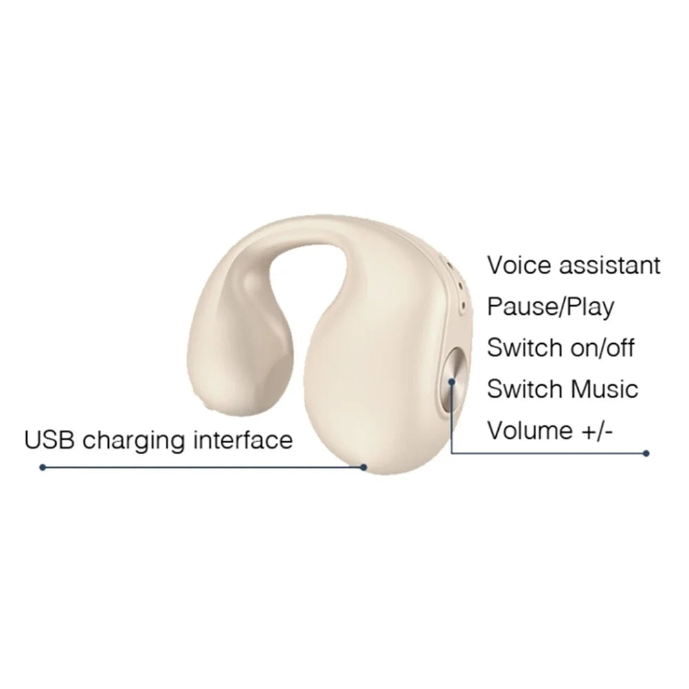 V50 Bluetooth-compatible Double Ear Headsets Bone Conduction Earphones Wireless Sport Running Clip-on Headphones - Skin Color - 7
