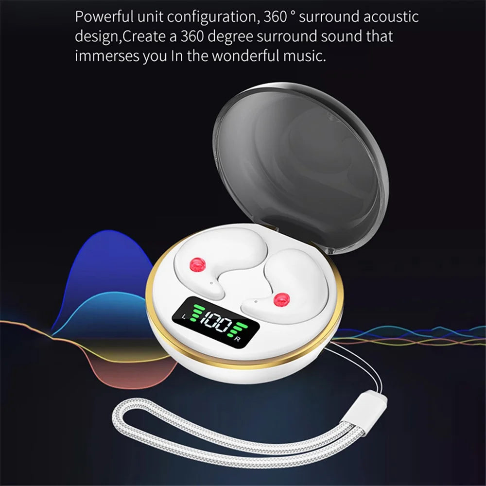 J1 Invisible Sleep Earbuds Wireless Bluetooth-compatible 5.3 Noise Canceling Headphones for Side Sleepers - White - 5