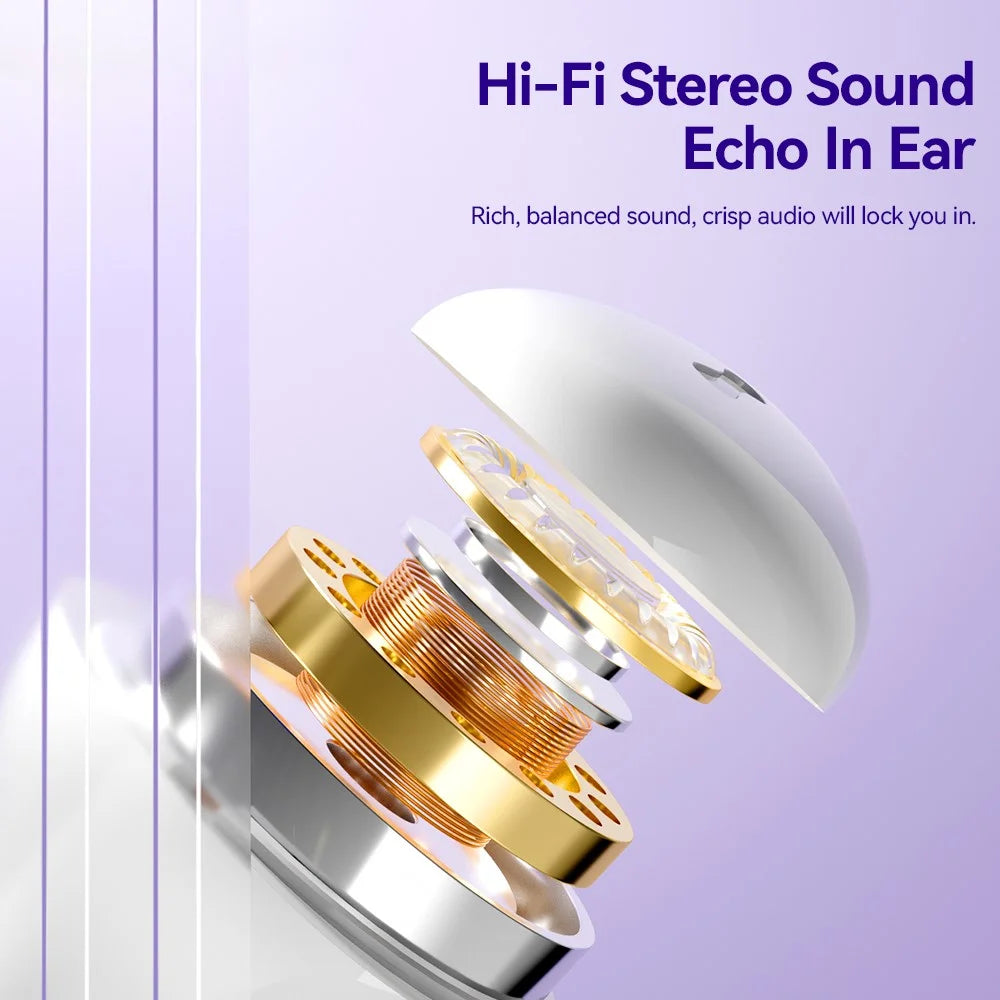 ESSAGER TWS Bluetooth-compatible Earphone HiFi Stereo Sound HD Calling Wireless Headset - Purple - 3