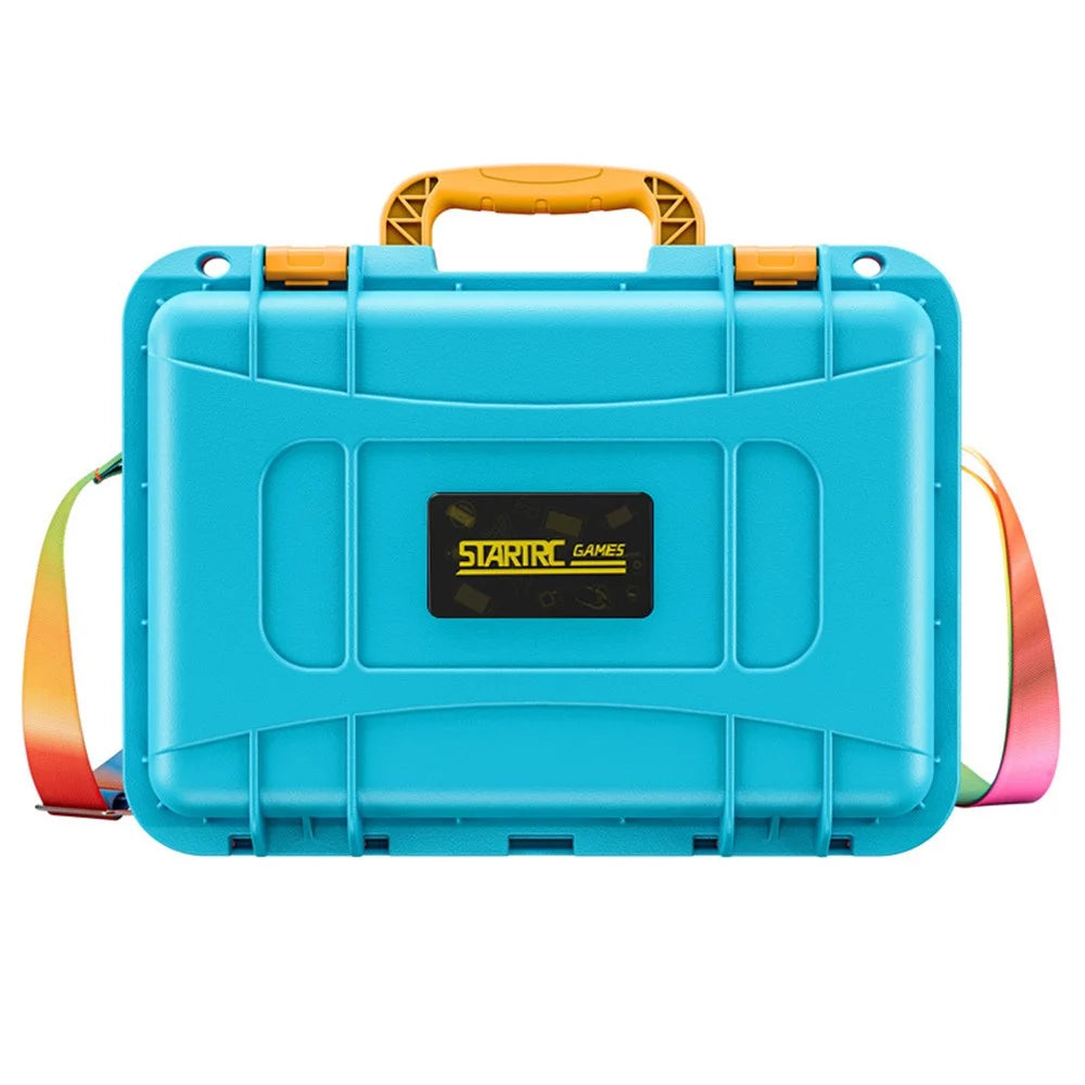 STARTRC GAMES For Nintendo Switch 2 Storage Case ABS Waterproof Portable Carrying Box with Shoulder Strap - Orange / Blue - 1