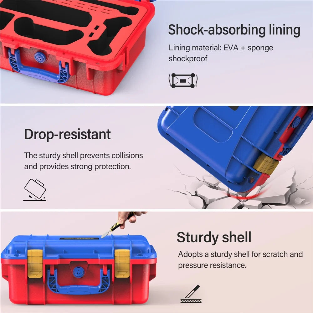 STARTRC GAMES For Nintendo Switch 2 Storage Case ABS Waterproof Portable Carrying Box with Shoulder Strap - Orange / Blue - 5