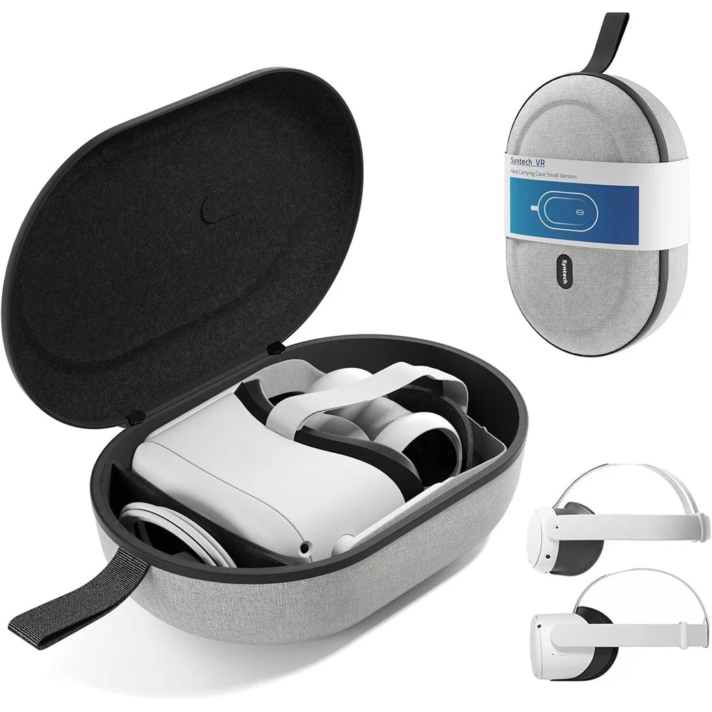 SYNTECH Size S Storage Case for Meta Quest 3S / Quest 3 / Quest 2 VR Headset EVA Hard Shell Carrying Bag - Grey - 1