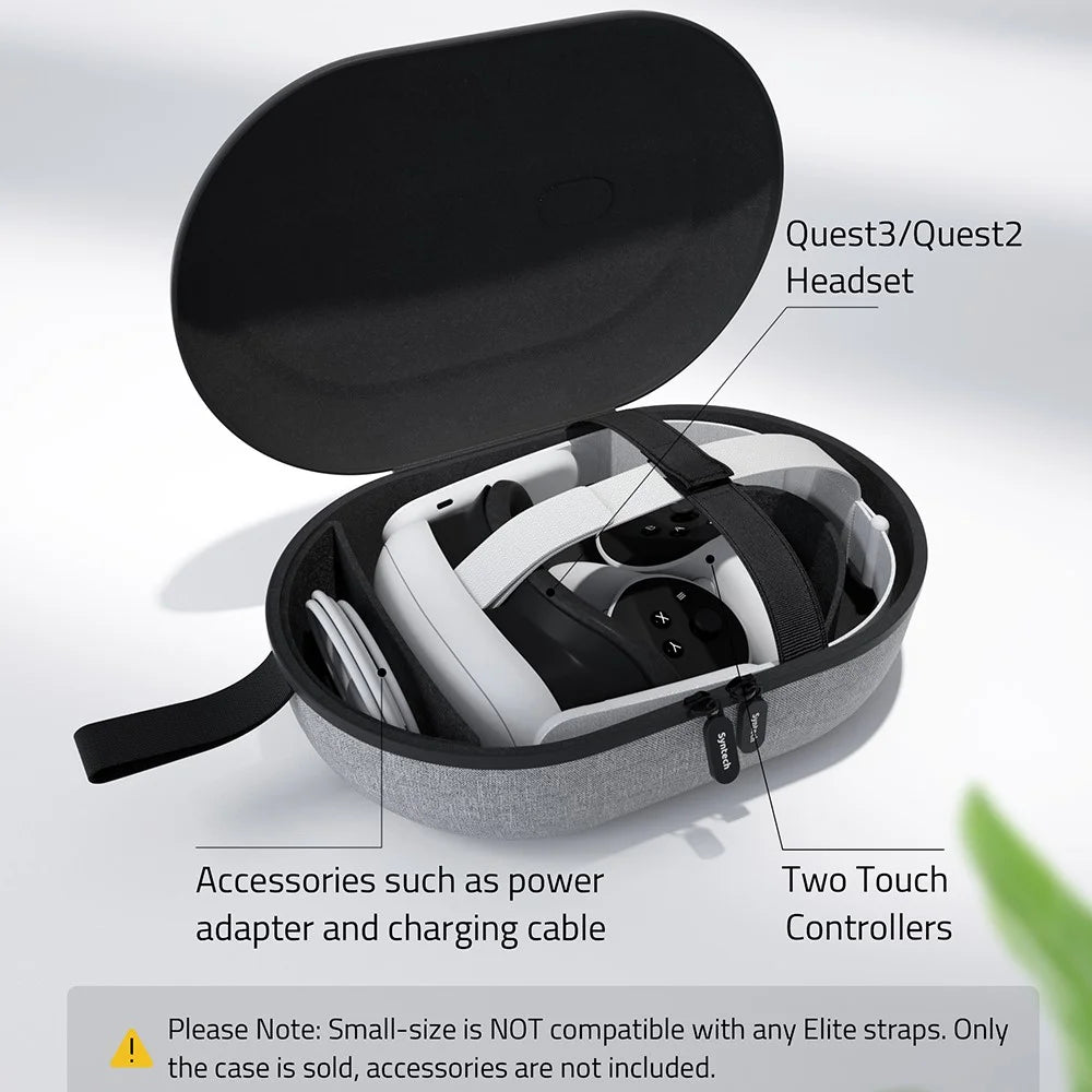 SYNTECH Size S Storage Case for Meta Quest 3S / Quest 3 / Quest 2 VR Headset EVA Hard Shell Carrying Bag - Grey - 7