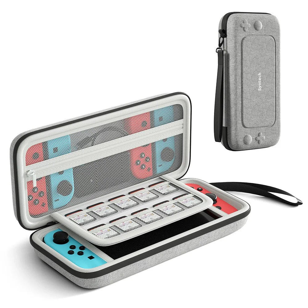 SYNTECH For Nintendo Switch / Switch OLED Carrying Case with 10 Game Card Slots Organizer Storage Bag - Grey - 3