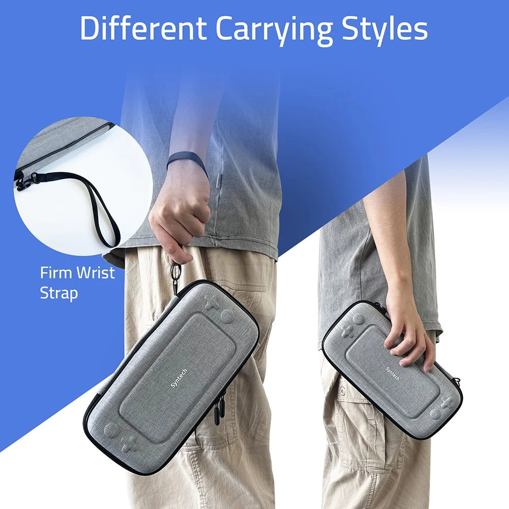 SYNTECH For Nintendo Switch / Switch OLED Carrying Case with 10 Game Card Slots Organizer Storage Bag - Grey - 7
