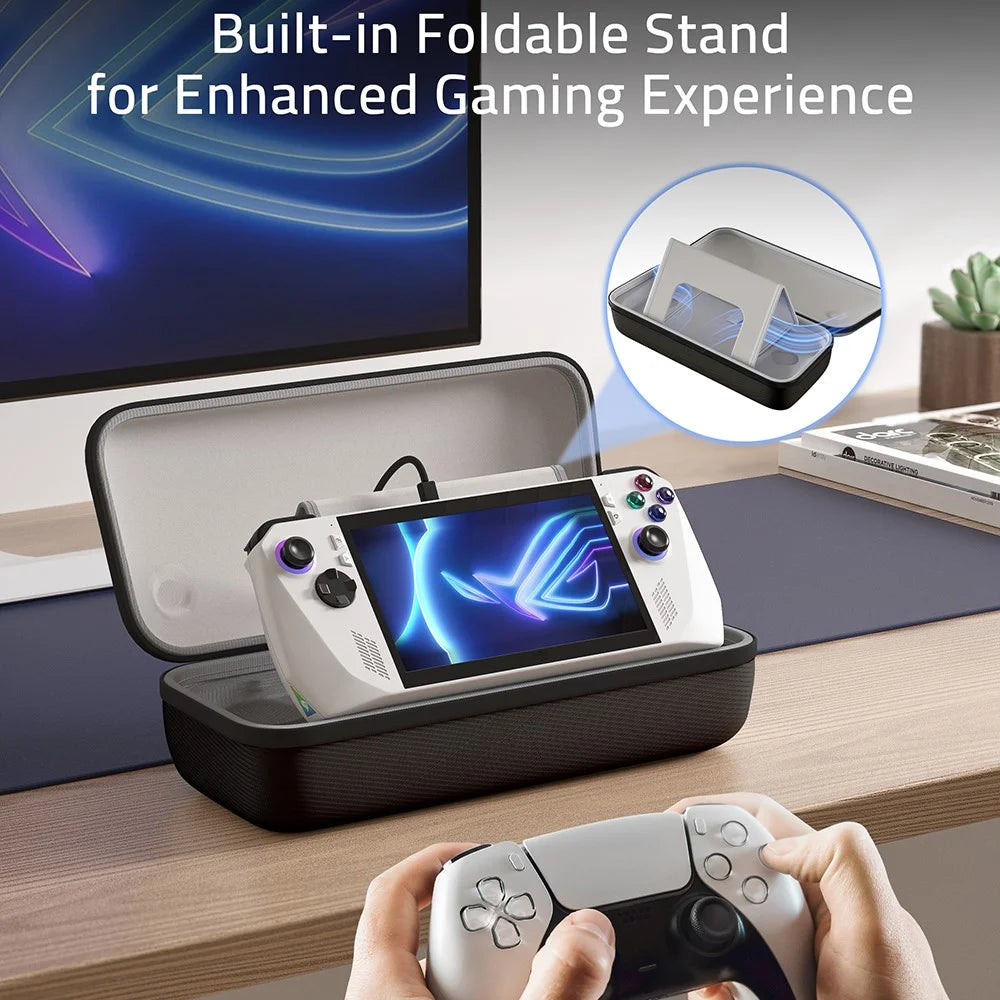 SYNTECH For ROG Ally / ROG Ally X Hard Carrying Case Built-in Foldable Stand Protective Storage Bag - Black - 5