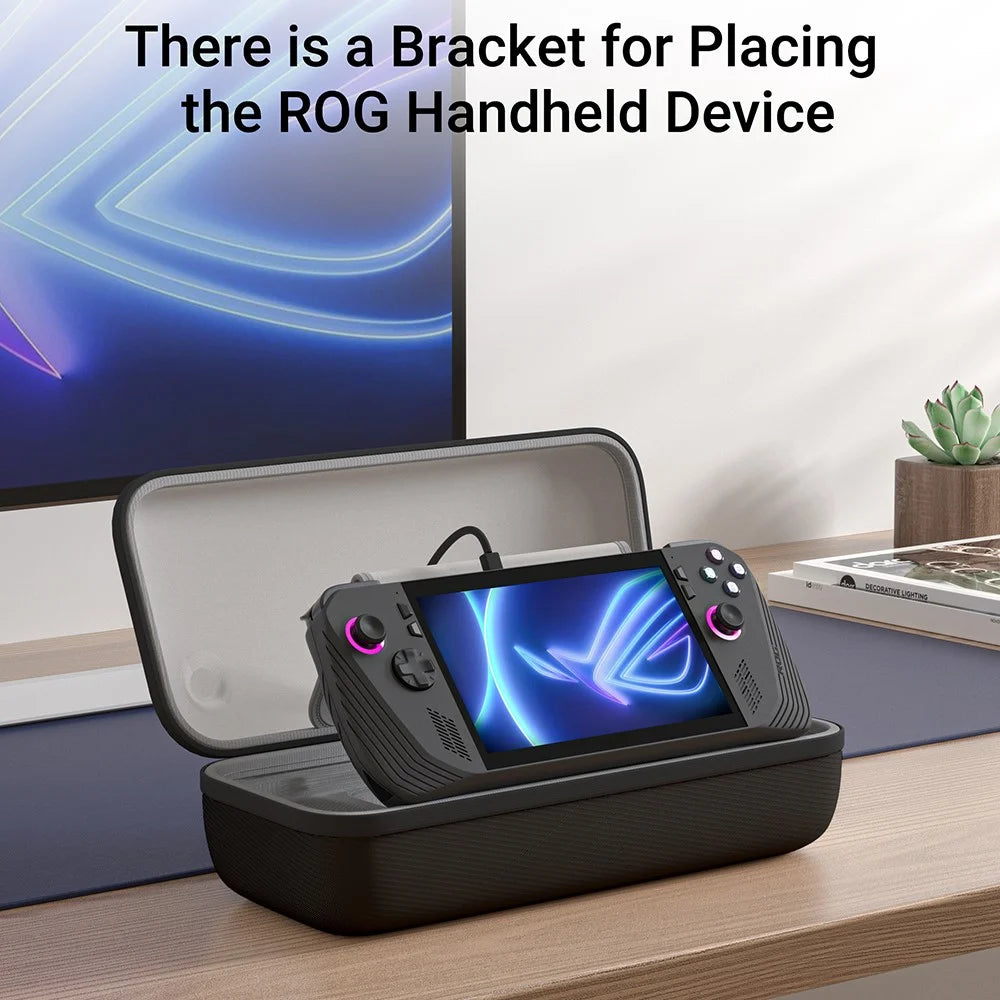 SYNTECH For ROG Ally / ROG Ally X Hard Carrying Case Built-in Foldable Stand Protective Storage Bag - Black - 6