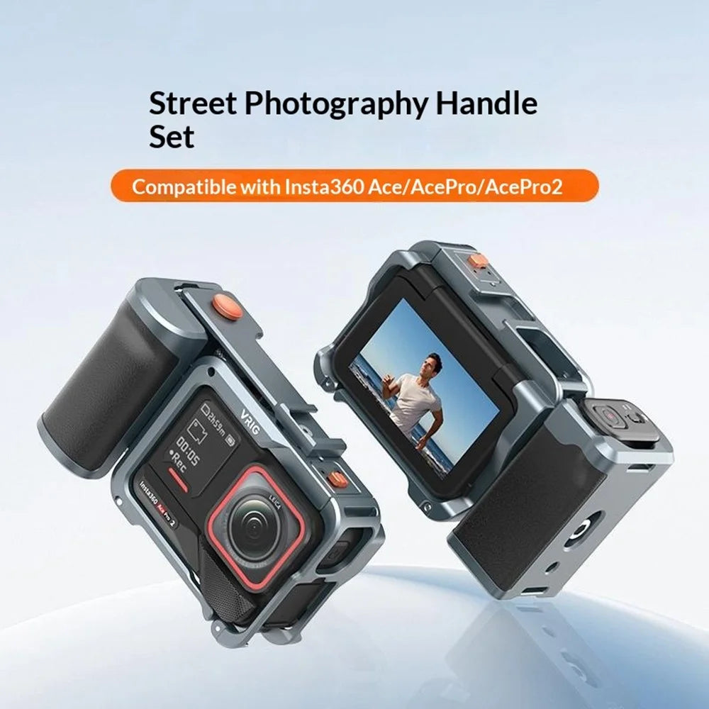 VRIG GA-07 For Insta360 Ace Pro 2 / Ace Pro / Ace Mechanical Button Metal Cage with Handle Street Shooting Kit - 4