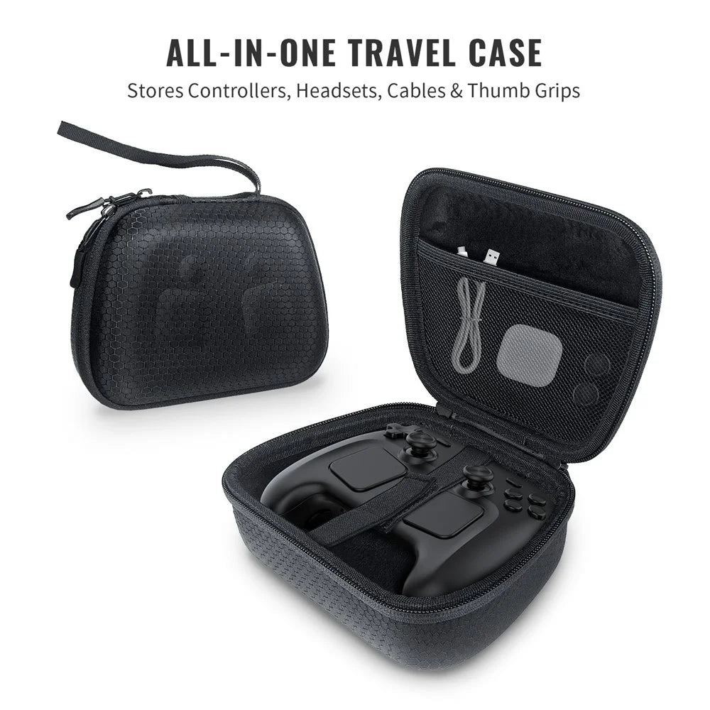 JYS SDM009 Controller Carrying Case for Steam Controller / Switch Pro / Switch 2 Pro / PS5 / PS4 / Xbox Hard EVA Travel Storage Bag - Black - 3