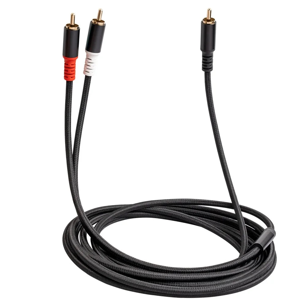 3704 3m RCA Male to Dual RCA Male Y-shape Splitter Cable Audio Connection Cord for Mixer Amplifier Sound Card - 4