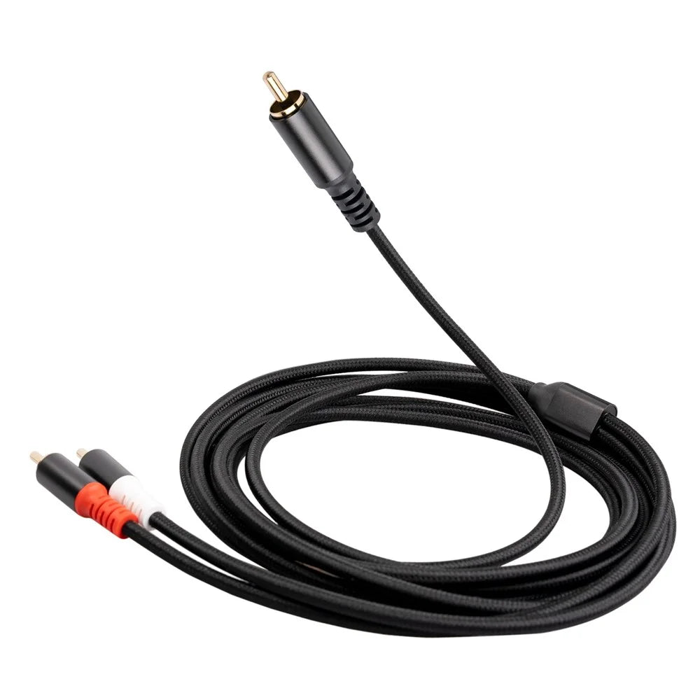 3704 3m RCA Male to Dual RCA Male Y-shape Splitter Cable Audio Connection Cord for Mixer Amplifier Sound Card - 6