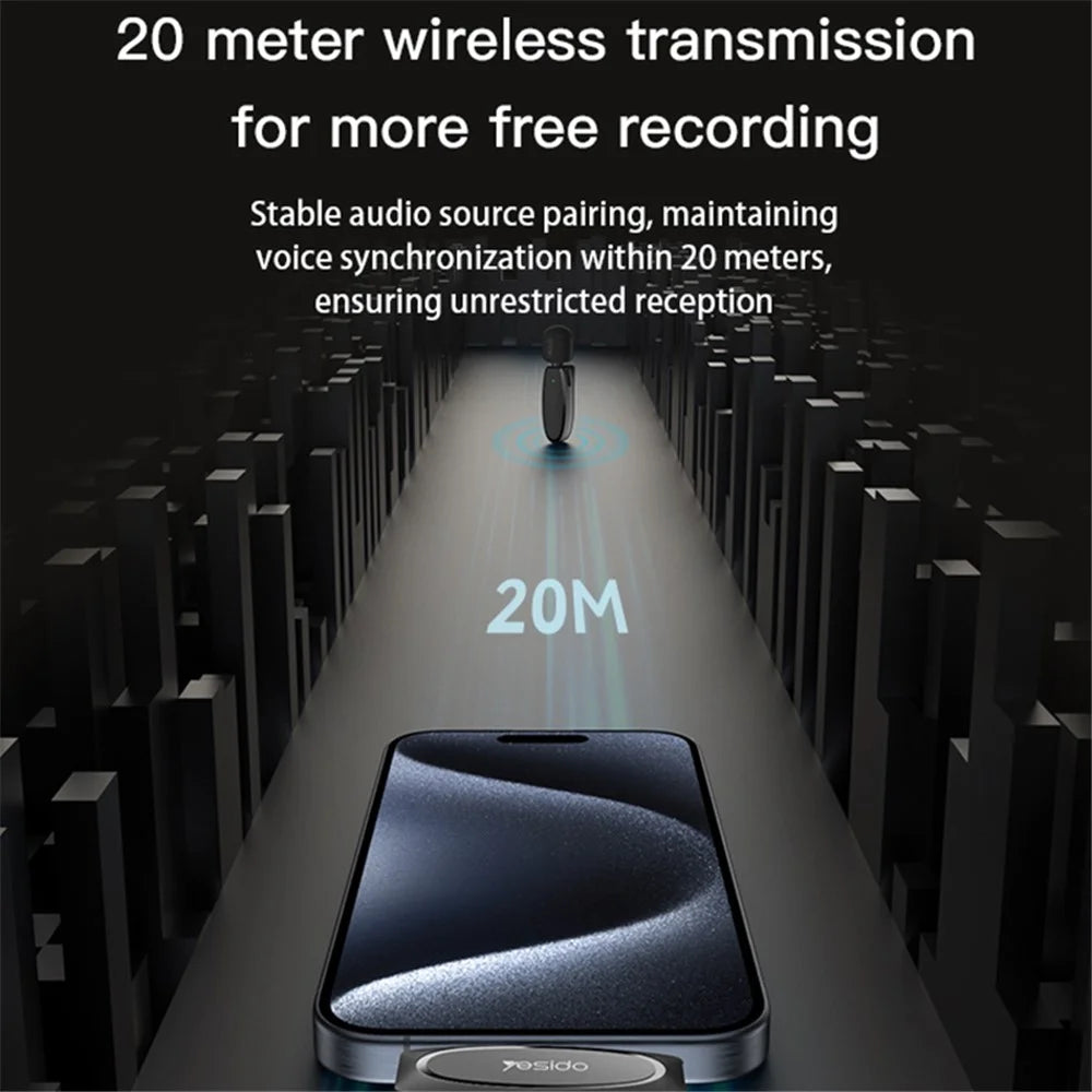 YESIDO KR15 Low Latency Wireless Lavalier Microphone iP / Type-C / 3.5mm Receiver + 2 Transmitter Mic Set - 5