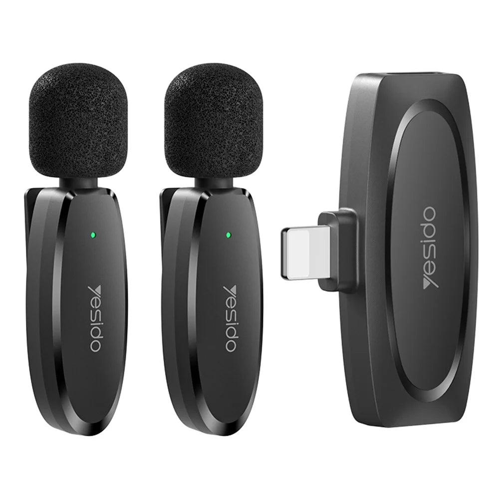 YESIDO KR14 8-Pin Plug Mini Recording Mic for iPhone Wireless Lavalier Microphone (2 Transmitters + 1 Receiver) - 1