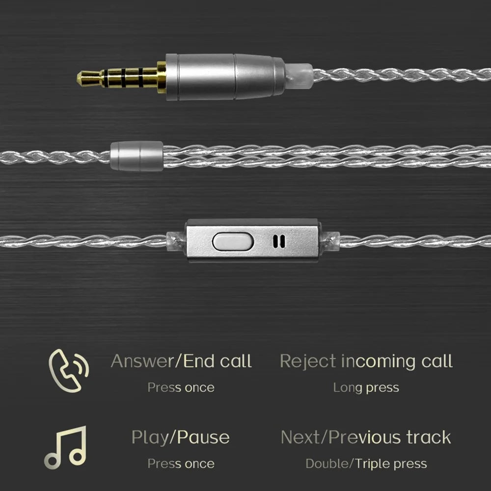ND Nice HiFi Sound Headphones In Ear 0.75mm 2-Pin Interface Wired Earbuds - Black / with Mic - 6