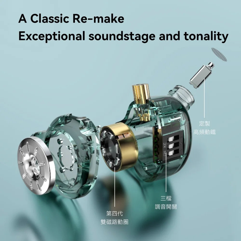 TRN ST1 Pro Detachable Type-C Wired In-Ear Earphone HiFi Music Tunable Headset with Mic - Green - 3