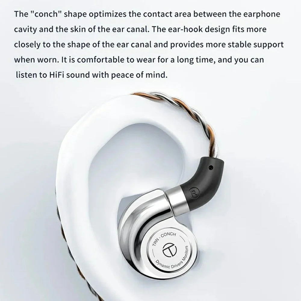 TRN Conch Earphone DLC Diamond Diaphragm Dynamic Driver In-Ear Monitor Tuning Headphones, with Mic - 5