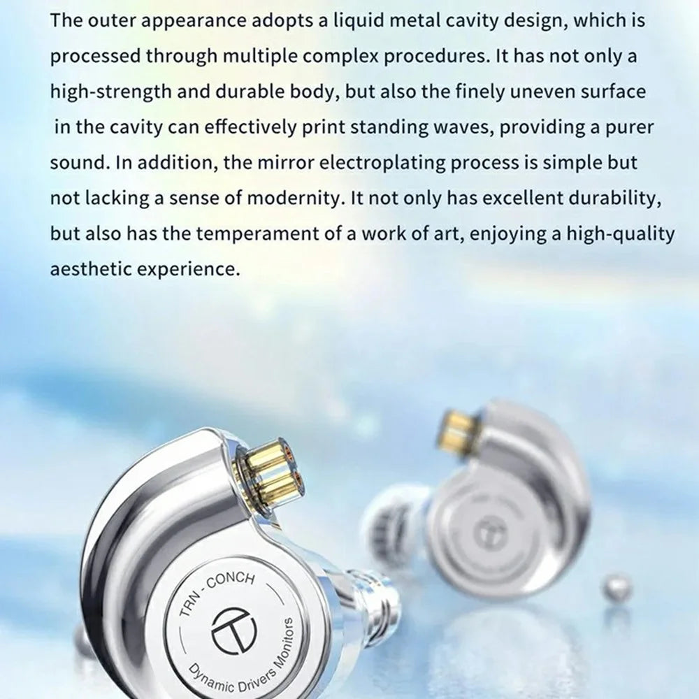TRN Conch Earphone DLC Diamond Diaphragm Dynamic Driver In-Ear Monitor Tuning Headphones, No Mic - 5