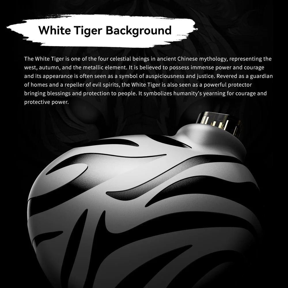 TRN White Tiger 3.5+4.4mm Wired In-Ear Earphone 6mm Planar Diaphragm HiFi Headset (Without Mic) - Black+White - 5