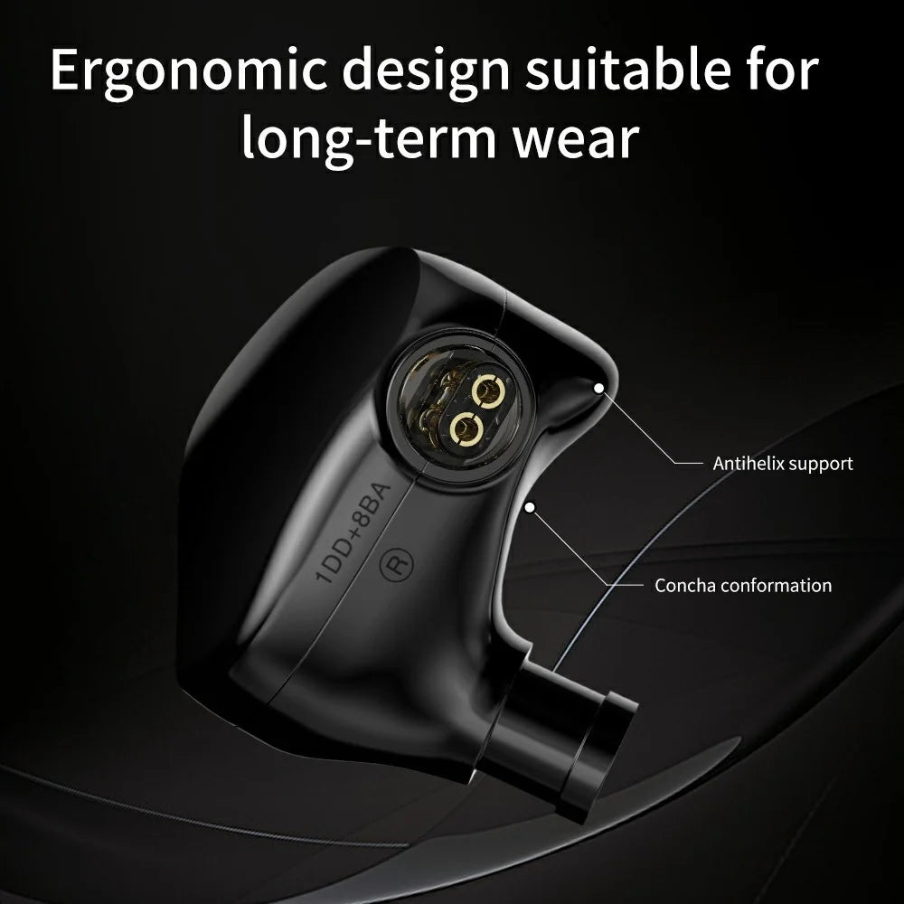 TRN VX Pro+ 3.5mm Detachable Wired In-Ear Earphone 9-Unit HiFi Music Headset with Mic - Black - 7
