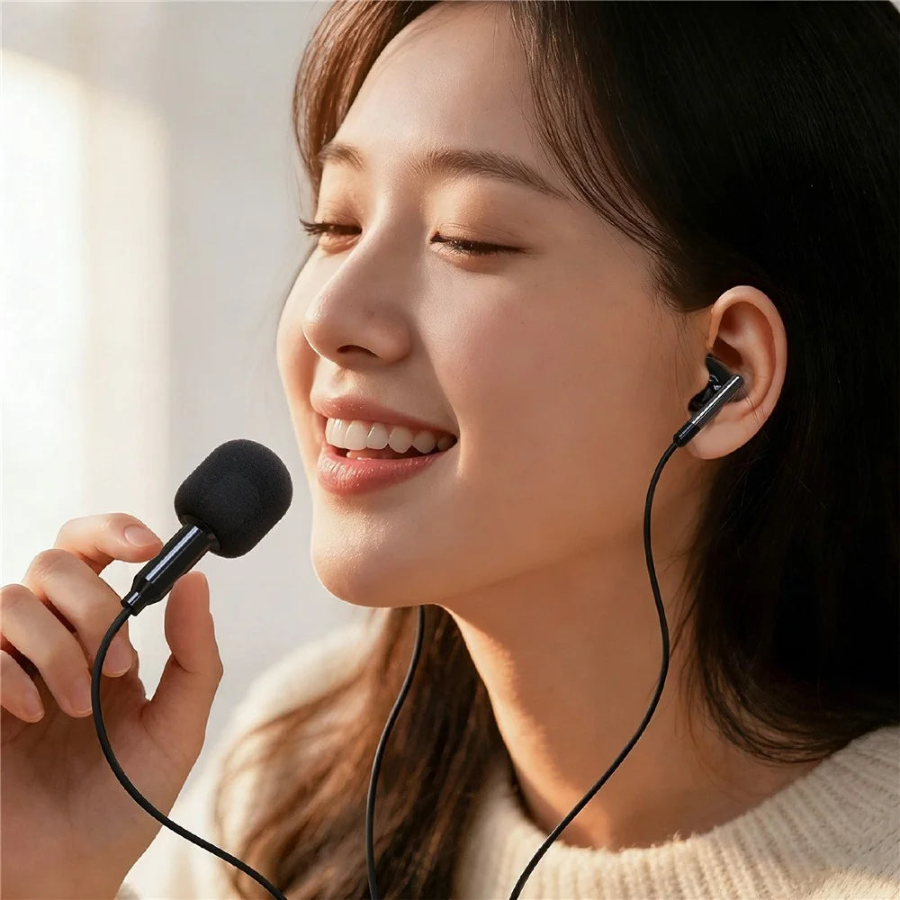 ACEFAST L12 USB-C Semi In-Ear Karaoke Wired Earphones Built-In Microphone for Live Streaming / Recording / Gaming - Black - 6