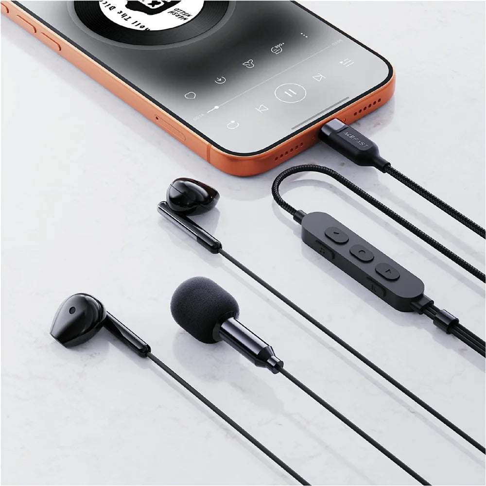 ACEFAST L12 USB-C Semi In-Ear Karaoke Wired Earphones Built-In Microphone for Live Streaming / Recording / Gaming - Black - 7
