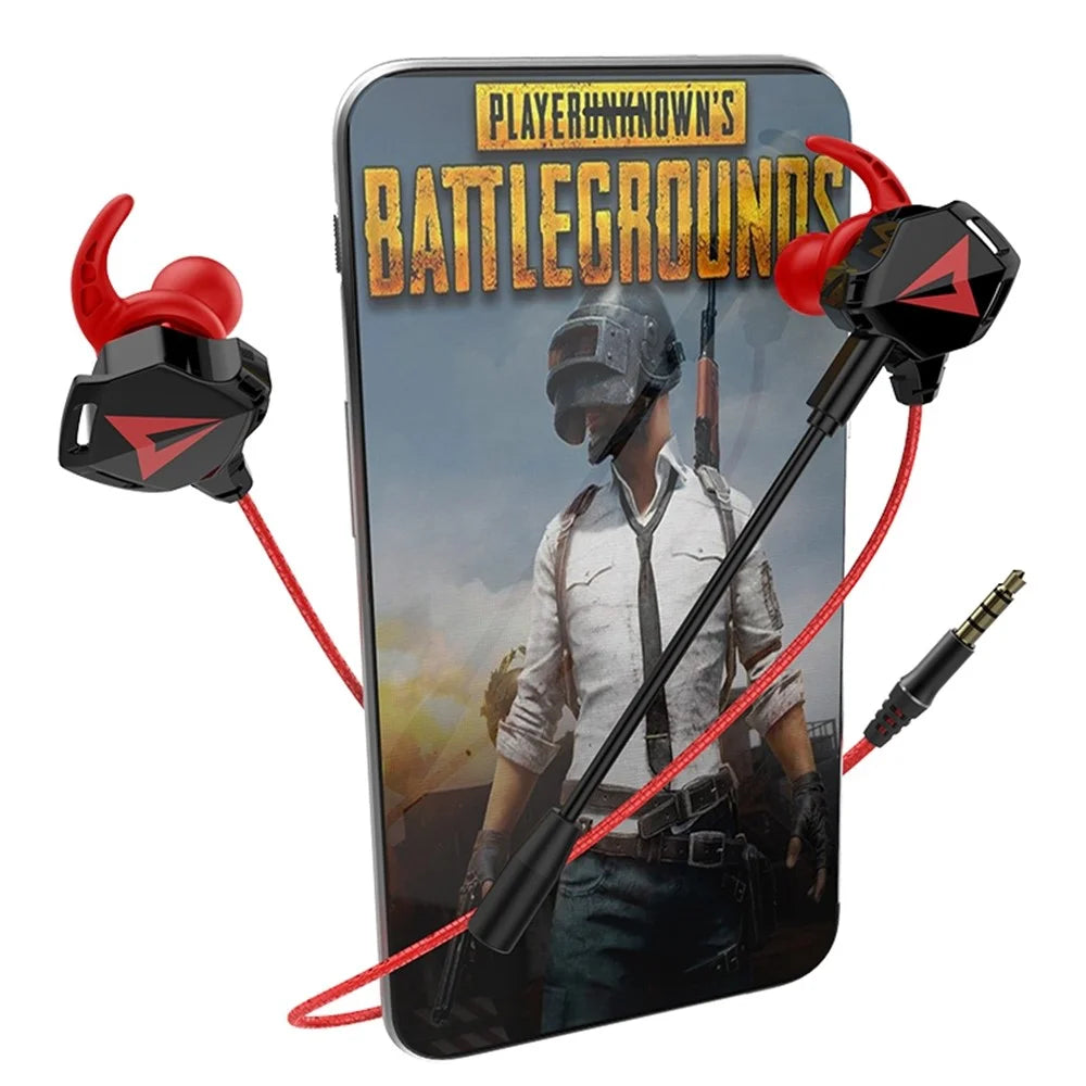 G5 3.5mm Wired In-ear Gaming Headphone Mobile PC Gamer Earphone with Ear Hooks - Black / Red - 4
