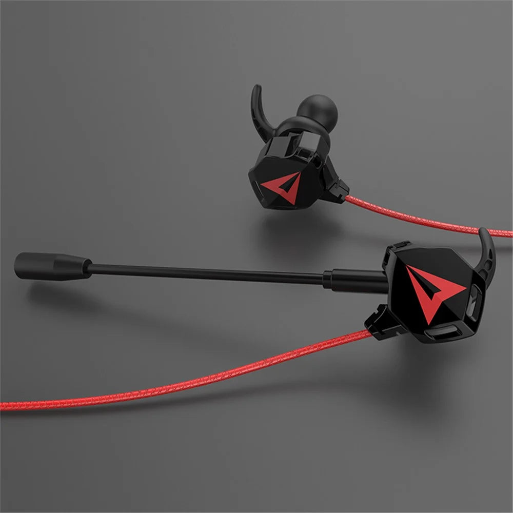G5 3.5mm Wired In-ear Gaming Headphone Mobile PC Gamer Earphone with Ear Hooks - Black / Red - 5