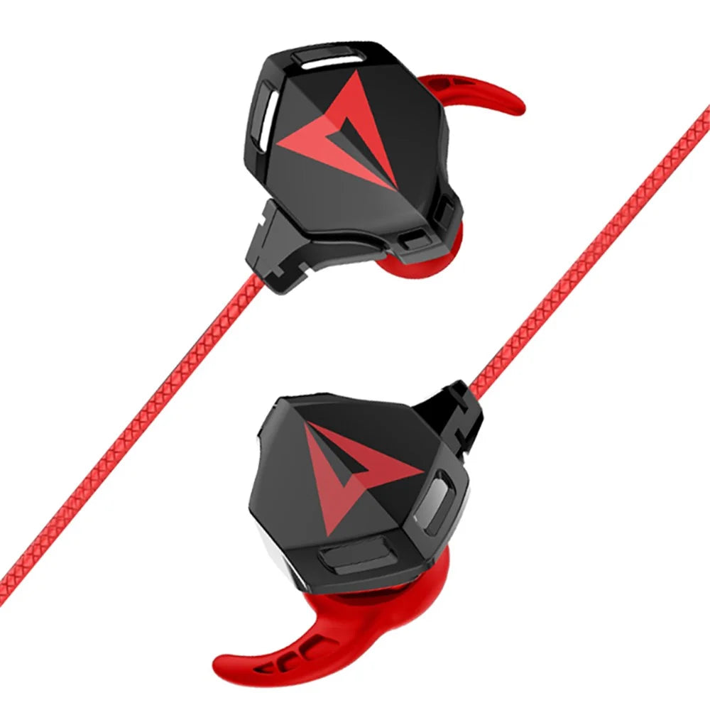 G5 3.5mm Wired In-ear Gaming Headphone Mobile PC Gamer Earphone with Ear Hooks - Black / Red - 7