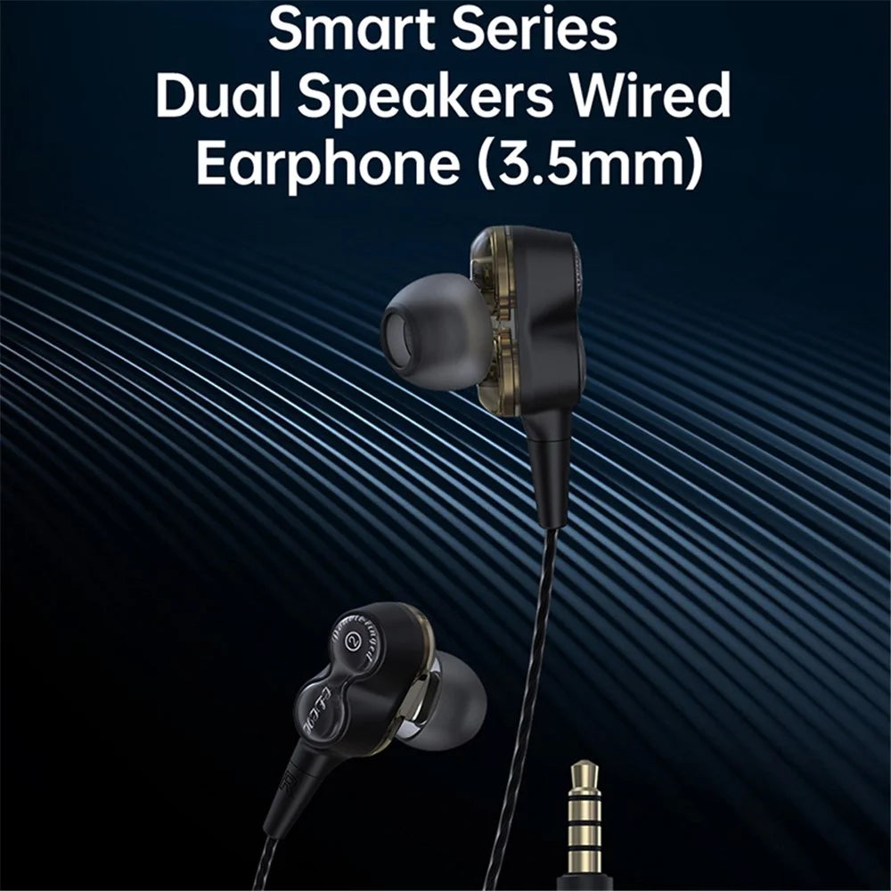 DEVIA Smart Series EM009 Double Moving Coil Wired Headset 3.5mm Wire Control Phone Earphone - 2